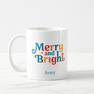 オーダーメイドのクリスマスカラフルなメリー＆ブライト コーヒーマグカップ