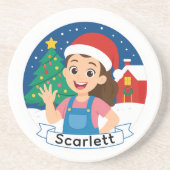 オーダーメイドのクリスマスガール ホリデージョイ コースター (正面)