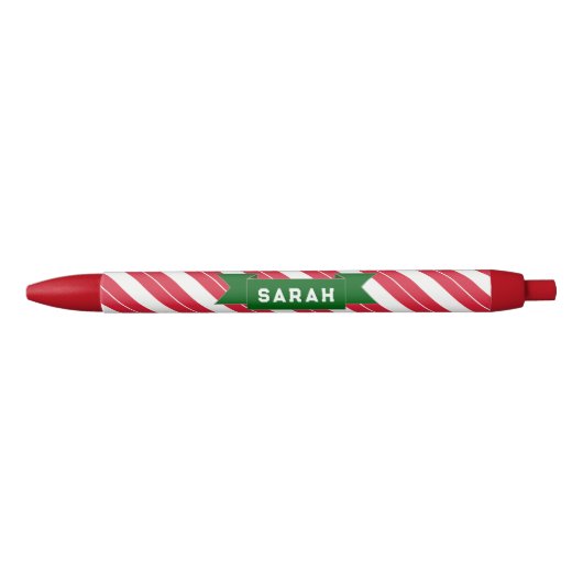 オーダーメイドのクリスマスキャンディケイン 黒ボールペン (正面)