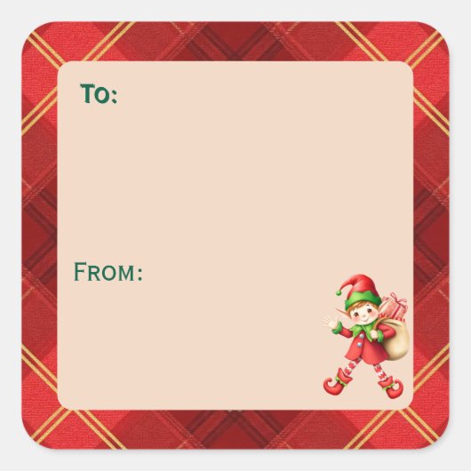 オーダーメイドのクリスマスギフト サンタの小さい妖精 スクエアシール (正面)