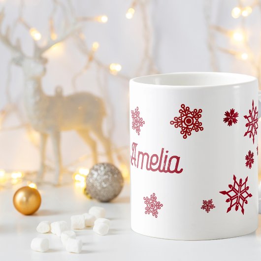 オーダーメイドのクリスマススノーフレーク コーヒーマグカップ