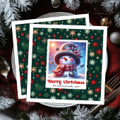 オーダーメイドのクリスマススノーマンのナプキン