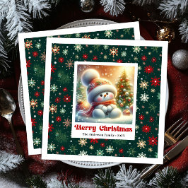 オーダーメイドのクリスマススノーマンナプキン