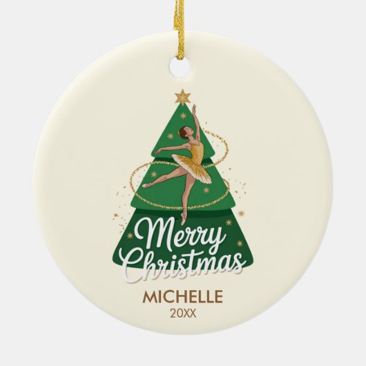 オーダーメイドのクリスマスバレエ バレリーナダンサー セラミックオーナメント (裏面)
