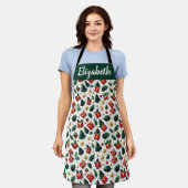 オーダーメイドのクリスマスプレートエプロン エプロン (着用した状態)