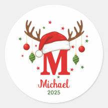オーダーメイドのクリスマスモノグラム M サンタ帽子