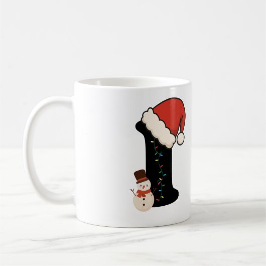 オーダーメイドのクリスマスレターIマグ コーヒーマグカップ (左)