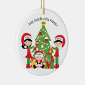 オーダーメイドのクリスマス　家族3人のかわいい飾り セラミックオーナメント (右)