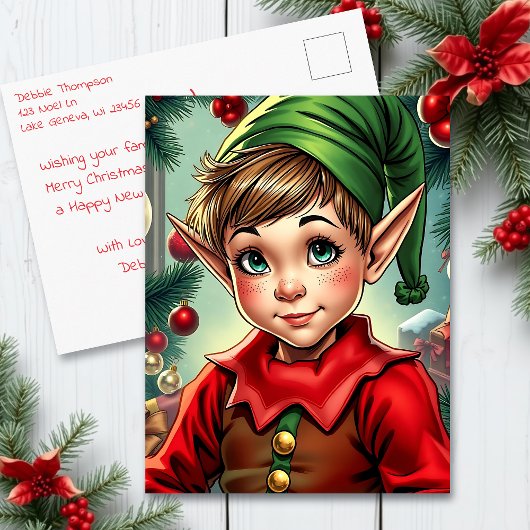 オーダーメイドのクリスマス Whimsical Elf ポストカード