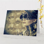 オーダーメイドのグリーティングカード - スチームパンクアート「ルック」 カード (黄色い花)