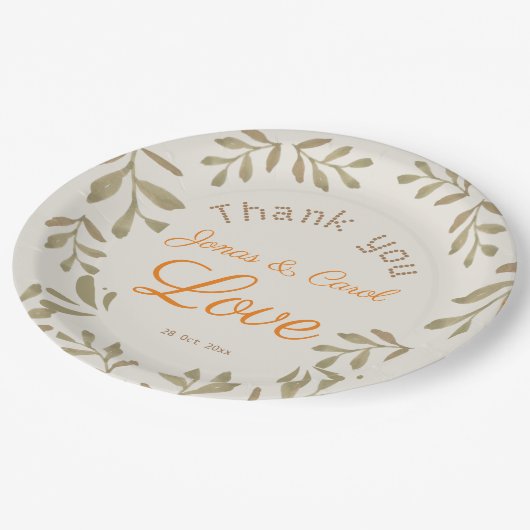 オーダーメイドのグリーンが可愛らしいウェディングのシンプルでエレガントなデザイン ペーパープレート (アングル)