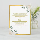 オーダーメイドのグリーンとゴールドの花柄メヘンディ招待状 招待状 (スタンド正面)