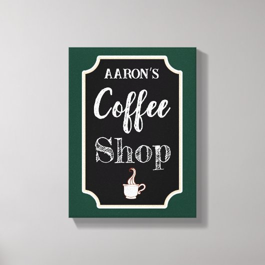 オーダーメイドのグリーン コーヒー ショップ アート キャンバス 印刷 (正面)