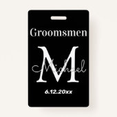 オーダーメイドのグレームズメン エレガントなブラックウェディング バッジ (裏面)
