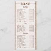 オーダーメイドのコーヒー、ドリンク、お茶のメニュー メニュー (裏面)