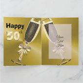 オーダーメイドのゴールド50歳の誕生日カード カード (内部)