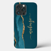 オーダーメイドのサイン ターブルー ゴールド アゲート Case-Mate iPhoneケース (裏面)