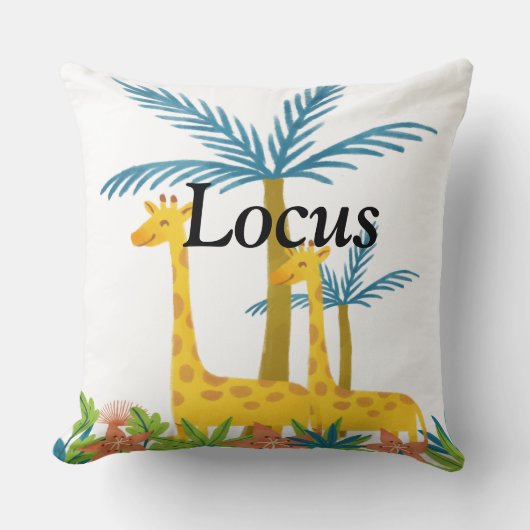 オーダーメイドのサファリ動物モノグラムの木の森の動物のベビー部屋 クッション (正面)