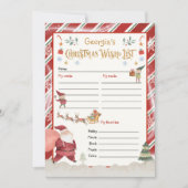 オーダーメイドのサンタクロースからのクリスマスウィッシュリスト 招待状 (正面)