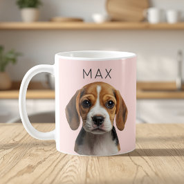 オーダーメイドのサーモンピンクの犬の写真マグカップ コーヒーマグカップ