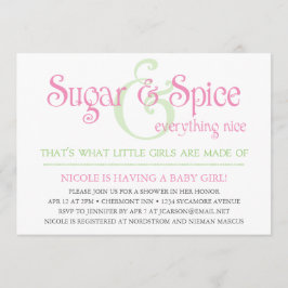 オーダーメイドのシュガー＆スパイス ベイビーガール シャワー インビテーション
