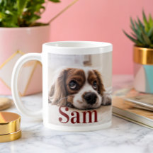 オーダーメイドのシンプルな犬の写真と名前の記念品
