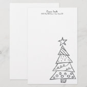 オーダーメイドのシンプルな白いクリスマスツリー 便箋 (正面/裏面)