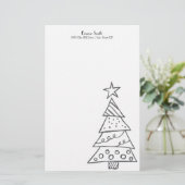 オーダーメイドのシンプルな白いクリスマスツリー 便箋 (スタンド正面)