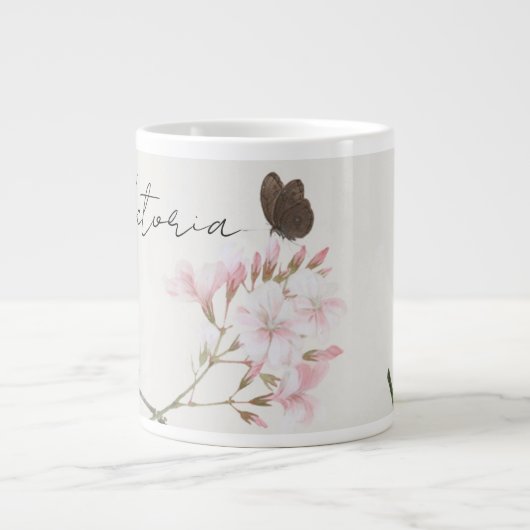 オーダーメイドのジュウリエン柄の花と蝶のマグカップ ジャンボコーヒーマグカップ (正面)
