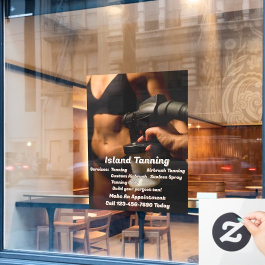 オーダーメイドのスプレータンニングブース事業用のウィンドウクリングを作成します ウィンドウサイン (カフェ窓)