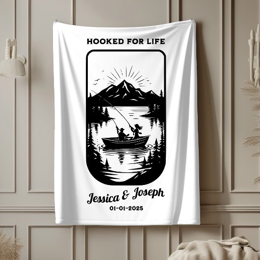オーダーメイドのスローケット、カップルの結婚記念ブランケット、釣り シェルパブランケット