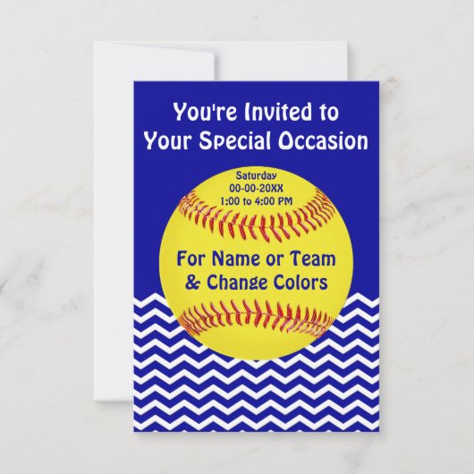 オーダーメイドのソフトボールパーティー招待状 招待状 (正面)