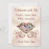 オーダーメイドのダイヤモンドアニバーサリー招待状 招待状 (正面)