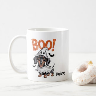 オーダーメイドのダックスフントのハロウィン犬 コーヒーマグカップ