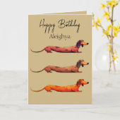 オーダーメイドのダックスフンド カード (黄色い花)