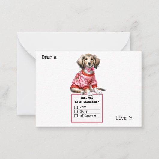 オーダーメイドのダックスフンド バレンタインノート ノートカード (正面)