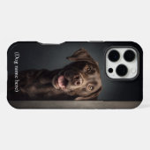 オーダーメイドのチョコレートラブラドールの肖像画 iPhoneケース (裏面横)