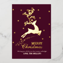 オーダーメイドのトナカイ ゴールド箔 クリスマスカード