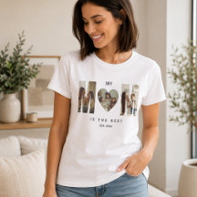 オーダーメイドのトレンディなフォトMOMハートTシャツ