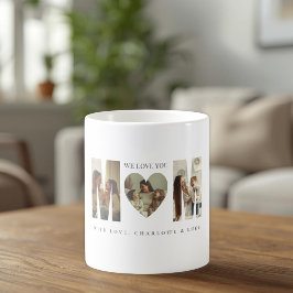 オーダーメイドのトレンディな写真入りマグカップ WE LOVE YOU Mom コーヒーマグカップ