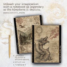 オーダーメイドのドラゴンと中世デザイン 8.5"x11" ノートブック