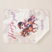 オーダーメイドのドレッサージュライダー 馬の女の子 シェルパブランケット (正面(横))