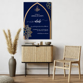 オーダーメイドのニカ・ウェルカムサイン – ゴールド & ネイビーブルー アクリルサイン