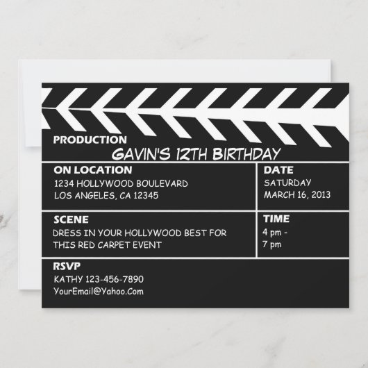 オーダーメイドのハリウッド・ウォーク・オブ・フェイム招待状 招待状 (正面)