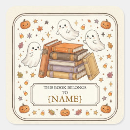 オーダーメイドのハロウィーンの幽霊のブックプレート スクエアシール