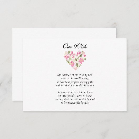 オーダーメイドのハートウェディング ウィッシュ ウェル インビテーション (正面/裏面)