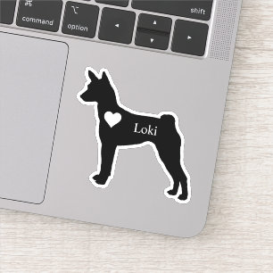 オーダーメイドのバセンジー犬 ハウンド ハート 名前 カスタム シール