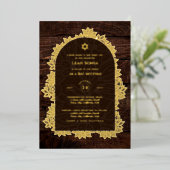 オーダーメイドのバット・バール・ミッツヴァ・イベント、エレガントでモダンな 箔招待状 (立ち正面)