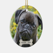 オーダーメイドのパグ犬写真 セラミックオーナメント (右)