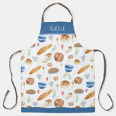 オーダーメイドのパンとバレーの水彩模様 エプロン (正面)